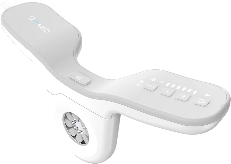 The Vertica® Pro patient handset, showing its control panel and treatment head